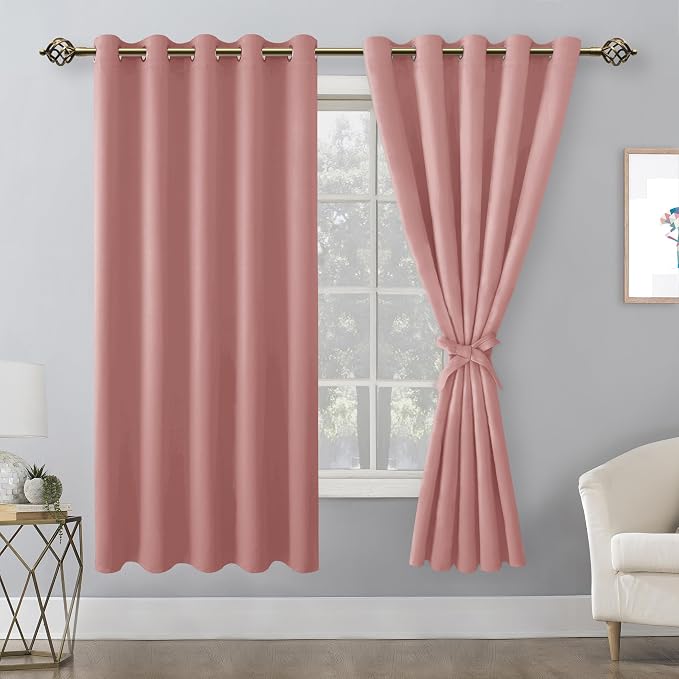 Blackout Curtains for Bedroom, 60 x 63 Inches Length Dusty Rose | Thermal - Image 8