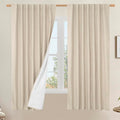 100% Blackout Linen Curtains 63 Inches Long 2 Panels, 60 x 63 Inch | Linen by LAMIT