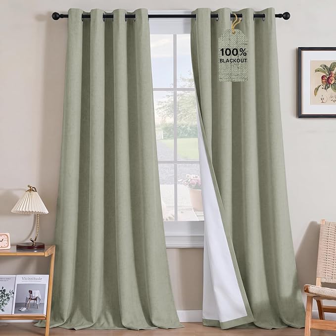 H.VERSAILTEX Linen Curtains 100% Blackout Curtains by HVERSAILTEX
