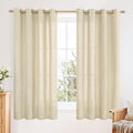 YoungsTex Warm Beige Linen Curtains 63 Inch Length 2 Panels, Light Filtering by YoungsTex