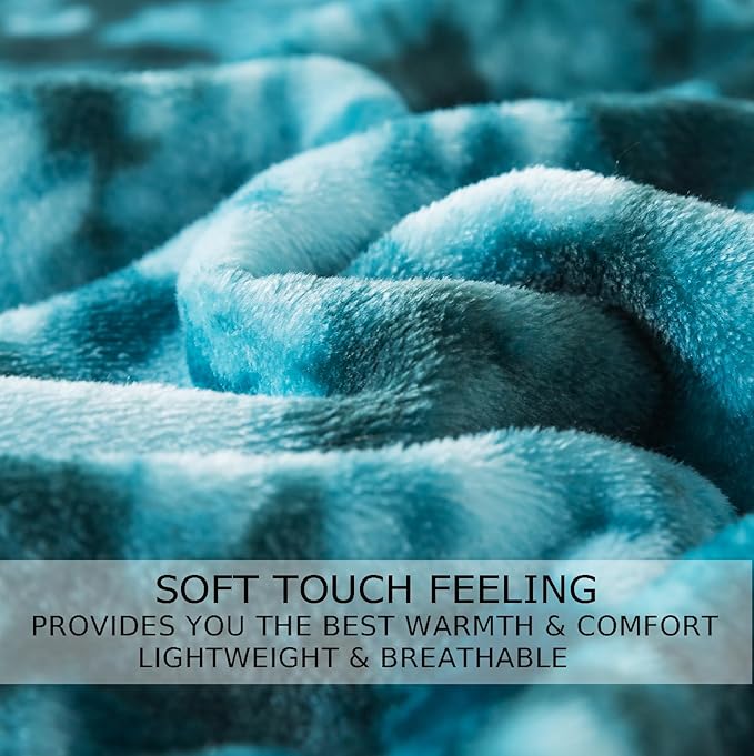 Fuzzy Blanket Twin Size - Teal, Soft and Comfy, Plush and Furry Faux Fur, Reversible Blankets for Twin/Twin XL Extra Long Bed, 66x90 Inches,Teal