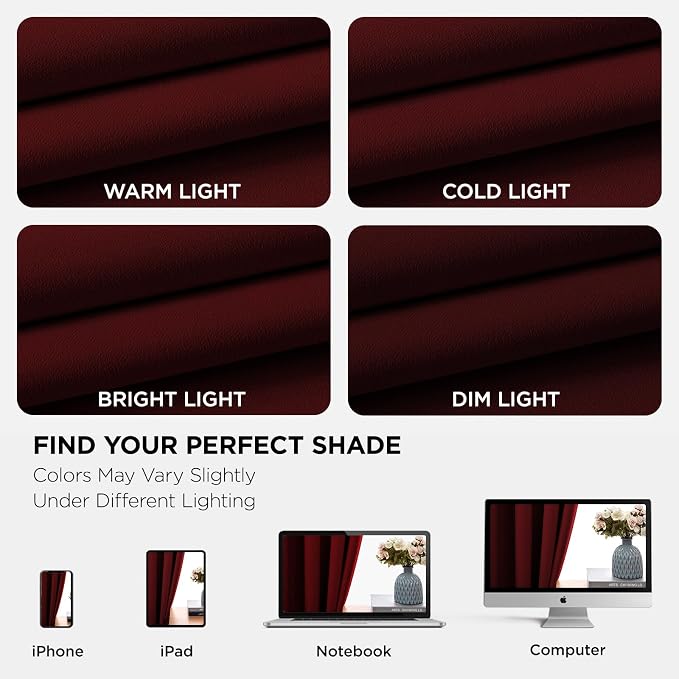 Joydeco Blackout Curtains for Bedroom 84 Inch Drapes 2 Panels Burgundy | - Image 6