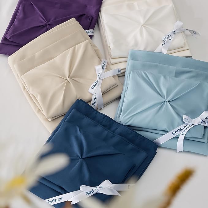 Bedsure Full Comforter Set Teal - Bed in a Bag Full Size Bedding Set 7 Pieces, GentleSoft™ Pintuck Bed Set Gift for Family, Pinch Pleat All Season Comforter with Sheets, Pillowcases & Shams