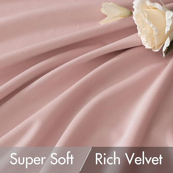 MIULEE Light Pink Velvet Curtains 52x90 inches Luxury Blackout Curtains | - Image 4