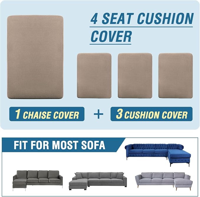 H.VERSAILTEX Sectional Couch Covers 4 Pieces Sofa Seat Cushion Covers L Shape - Image 8