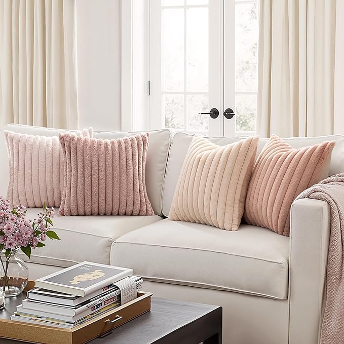 MIULEE Faux Fur Plush Euro Decorative Throw Pillow Covers 24x24, Soft Cute - Image 2