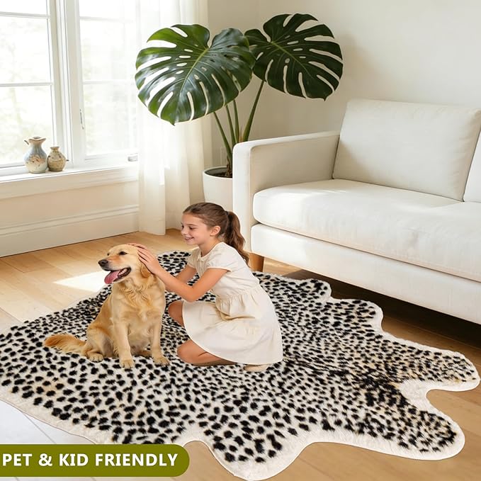 Leopard Print Rug, Large Cheetah Rug 6.2x8 Feet Soft Faux Animal Print Carpet - Image 4