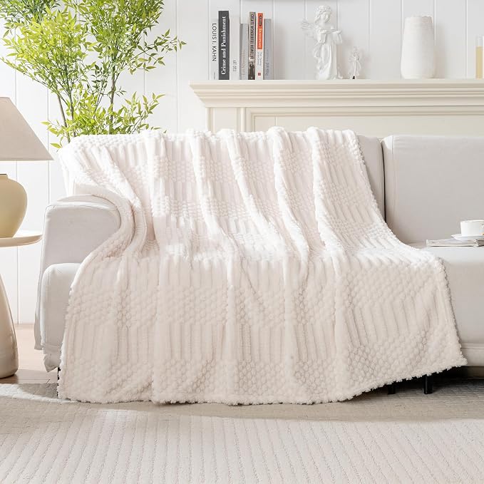 60x80 Inch Beige Twin Blanket - Image 6