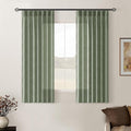 Sage Green Pinch Pleated Linen Semi Sheer Curtains 45 Inch Length 2 Panels | by Twodrapes