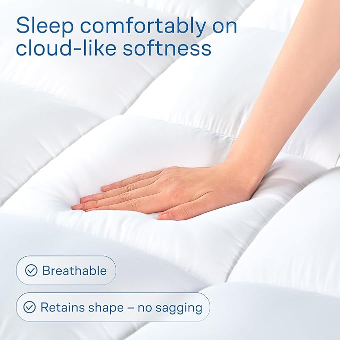 Niagara Mattress Topper Full XL - Cooling Breathable Pillow Top Mattress Pad for Back Pain Relief - Deep Pocket Topper Fits 8-20 Inches Mattress