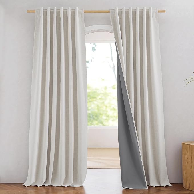 NICETOWN Alabaster Gray Vintage Linen 100% Blackout Curtains by NICETOWN