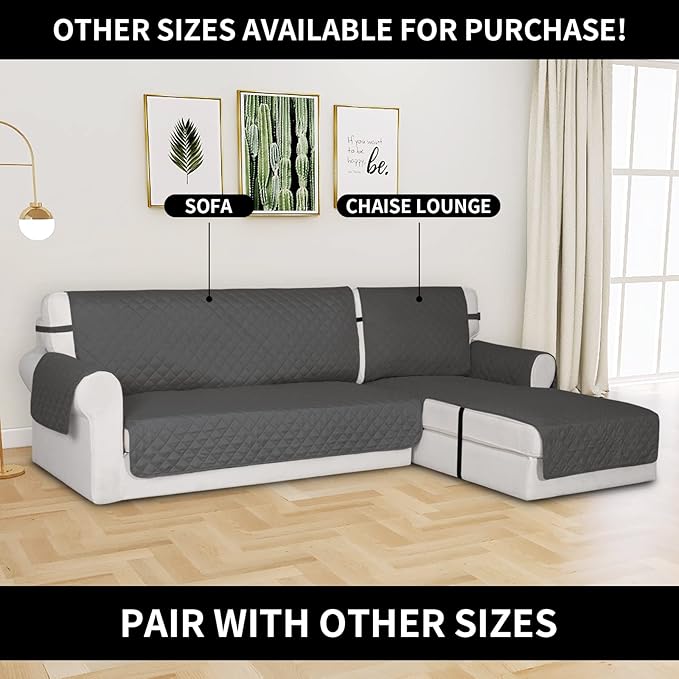 Easy-Going Reversible Couch Cover, Chaise Lounge, Dark Gray/Dark Gray | Machine - Image 2