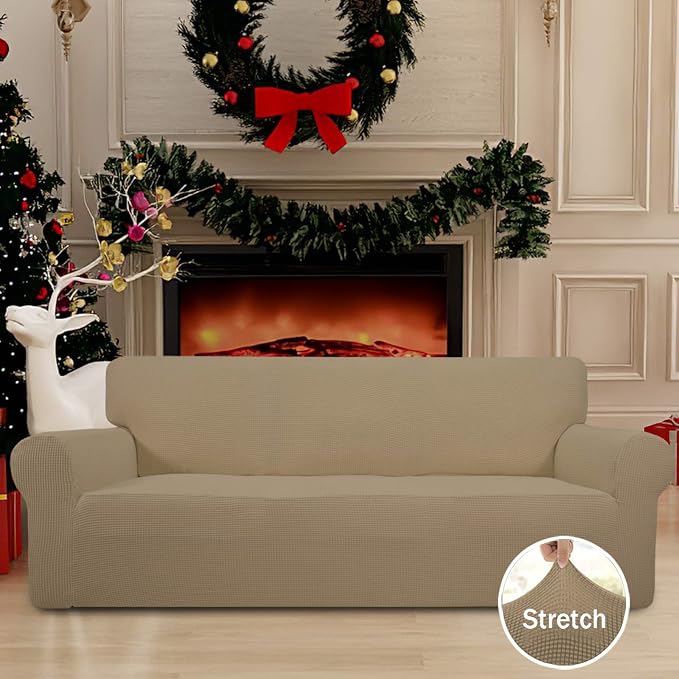 Easy-Going Stretch Oversized Sofa Couch Slipcover Washable Tan | 1-Piece Extra - Image 2