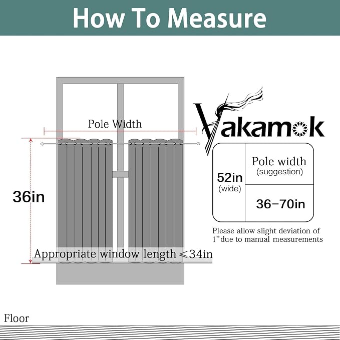 Yakamok Light Grey Room Darkening Window Curtains 52x36 Inch - Image 6