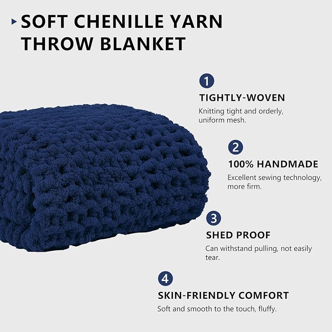 L'AGRATY Chunky Knit Throw Blanket - Image 2