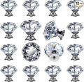 DEELF 12 Packs Kitchen Cabinet Knobs, 40 mm Crystal Cabinet Knobs, Diamond Dresser Handle Drawer Pulls, Dresser Knobs for Cabinets and Drawers, Silver Base