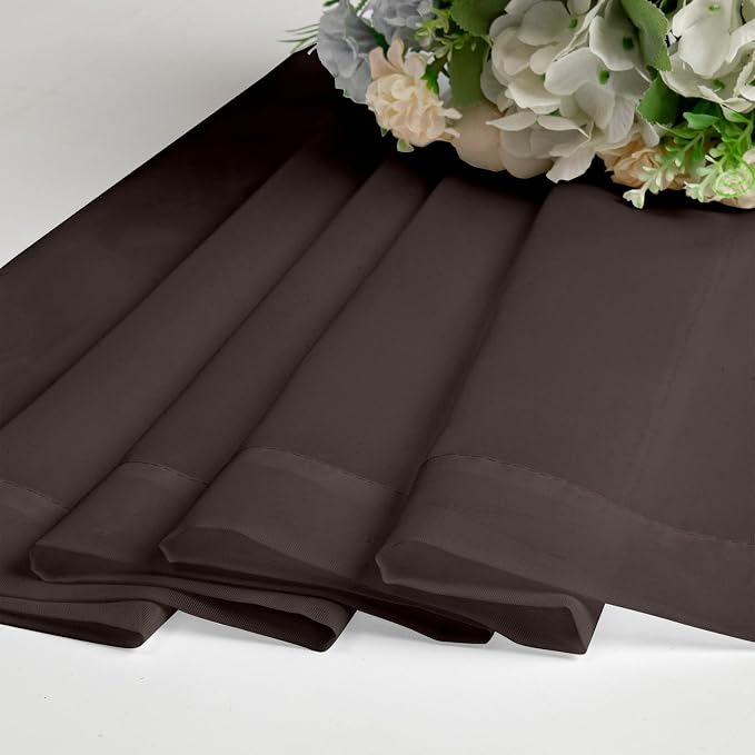 Sheer Curtains 45 Inch Length 2 Panels Set, Chocolate Solid Voile Rod Pocket - Image 3