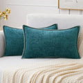 MIULEE Decorative Lumbar Throw Pillow Covers 12x20 Inch Dark Teal 2 Pack | by MIULEE