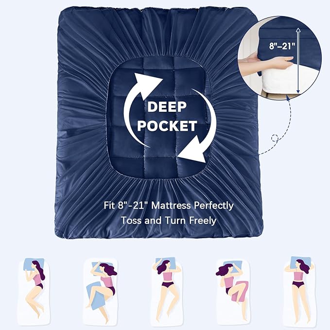 CYMULA Twin Mattress Topper, Cooling Mattress Pad Cover, Thick Pillow Top Topper for Mattress with 8-21 Inch Elasticated Deep Pockets, Plush Down Alternative Fill Mattress Protector