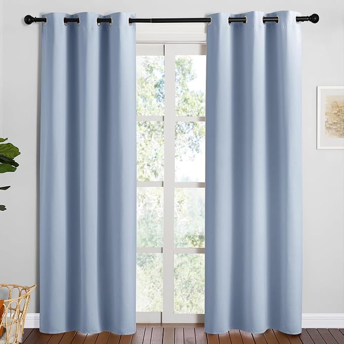 NICETOWN Vintage Blue Blackout Curtains 84 inches Length by NICETOWN
