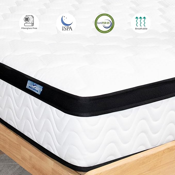 Twin Mattress | 10 Inch Twin Size Hybrid Mattresses in a Box | Medium Firm Memory Foam and Individual Pocket Springs | Fiberglass Free Bed Matress | Breathable | CertiPUR-US