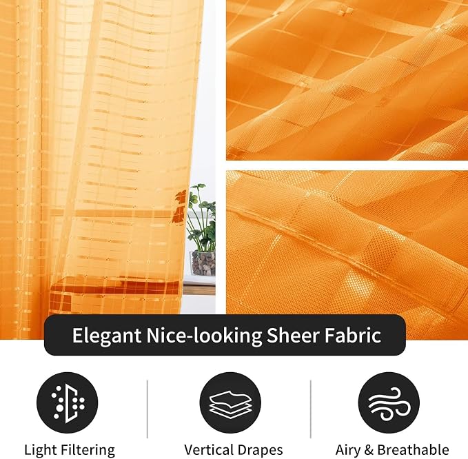 SpaceDresser Check Sheer Curtains 108 Inches Long - Image 4