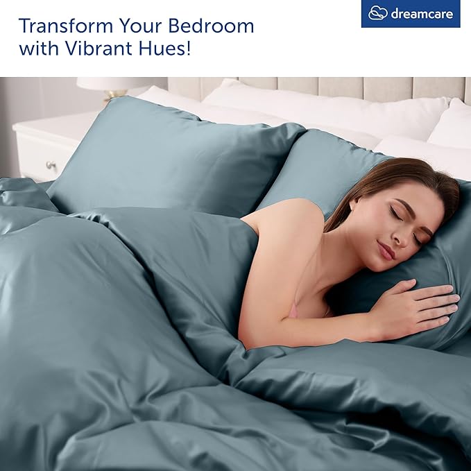 DREAMCARE King Size Sheets Set – 6 pcs Cooling Bed Sheets – up to 21” Deep Pocket King Sheet Set – 2500 Supreme Collection – Extra Soft 100% Brushed Microfiber Hotel Luxury with Side Pocket – M Blue