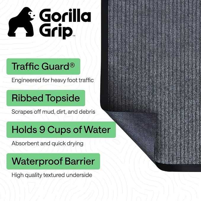 GORILLA GRIP Waterproof Traffic Guard Door Mat, Indoor Outdoor Durable Entryway - Image 2