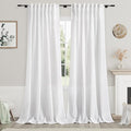 White Semi Sheer Linen Curtains 95 inch Length by Nanspring