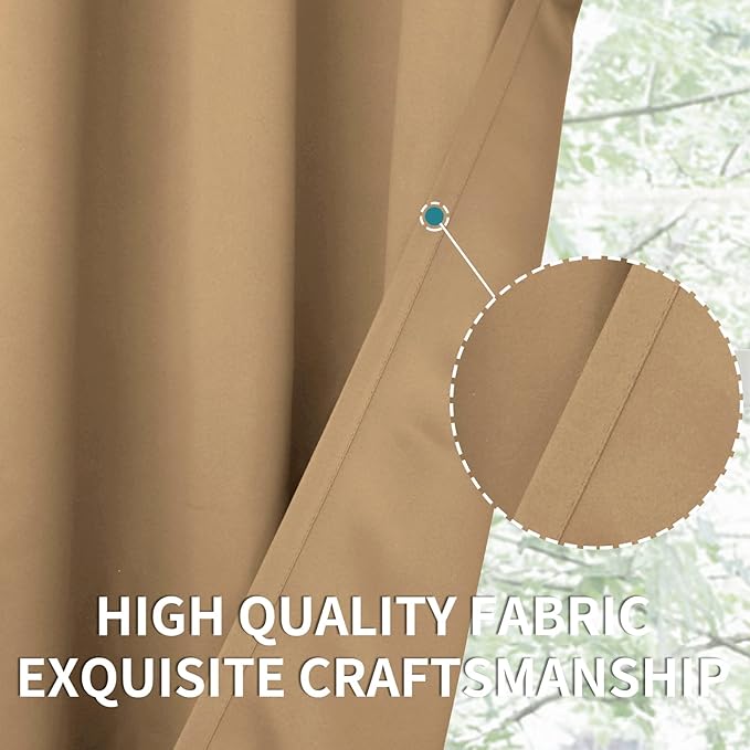 BGment Blackout Curtains - Grommet Thermal Insulated Room Darkening Bedroom and Living Room Curtains, Set of 2 Panels (52 x 120 Inch, Khaki)