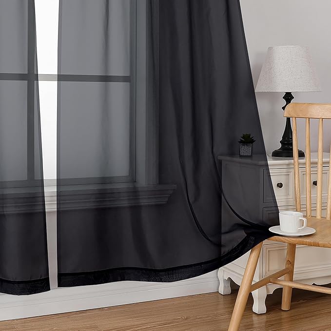Simplebrand Rod Pocket Top Solid Voile Sheer Curtains - Image 4