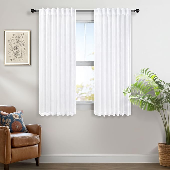 Pitalk Solid White Curtains 54 Inch Length - Image 6