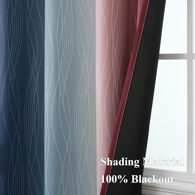 Navy Blue and Burgundy Red Ombre Blackout Curtains - Image 5