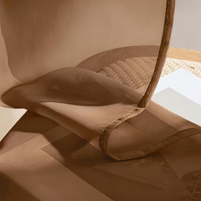 MIULEE Dark Brown Sheer Curtains 96 Inches Long 4 Panels 42 x 96 Inches | Light - Image 7