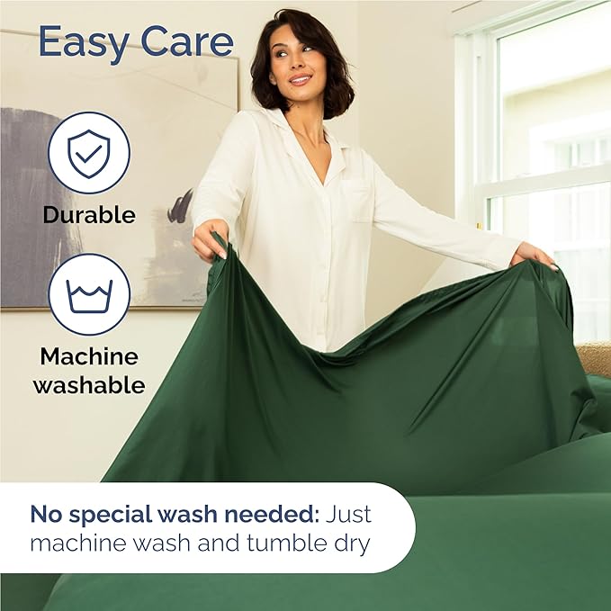Twin XL 4 Piece Sheet Set - Comfy Breathable & Cooling - Ultra-Soft Hotel Luxury Bedding Set with 8-16 Inch Deep Pockets - 1 Flat & 1 Fitted Sheet & 2 Pillowcases - Wrinkle Free & Easy Care - Emerald