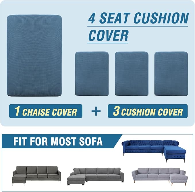 H.VERSAILTEX Sectional Couch Covers 4 Pieces Sofa Seat Cushion Covers L Shape - Image 8