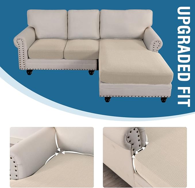 H.VERSAILTEX Sectional Couch Covers 3 Pieces Sofa Seat Cushion Covers L Shape - Image 7