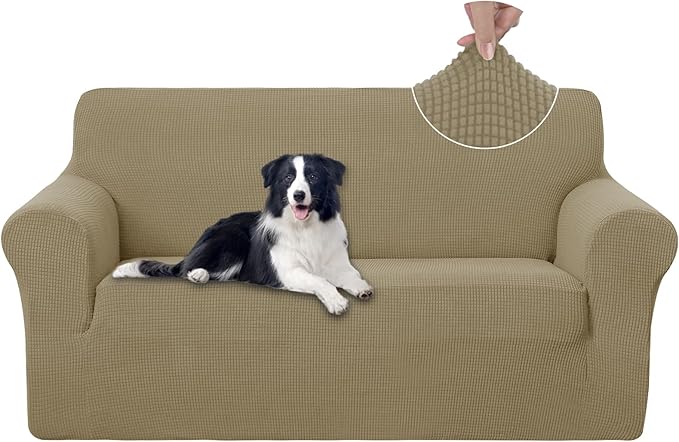 U-NICE HOME Oversized Stretch Loveseat Couch Cover, Sand | 2 Cushion Sofa by U-NICEHOME
