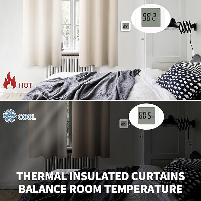 BGment Blackout Curtains - Grommet Thermal Insulated Room Darkening Bedroom and Living Room Curtains, Set of 2 Panels (52 x 84 Inch, Champagne)