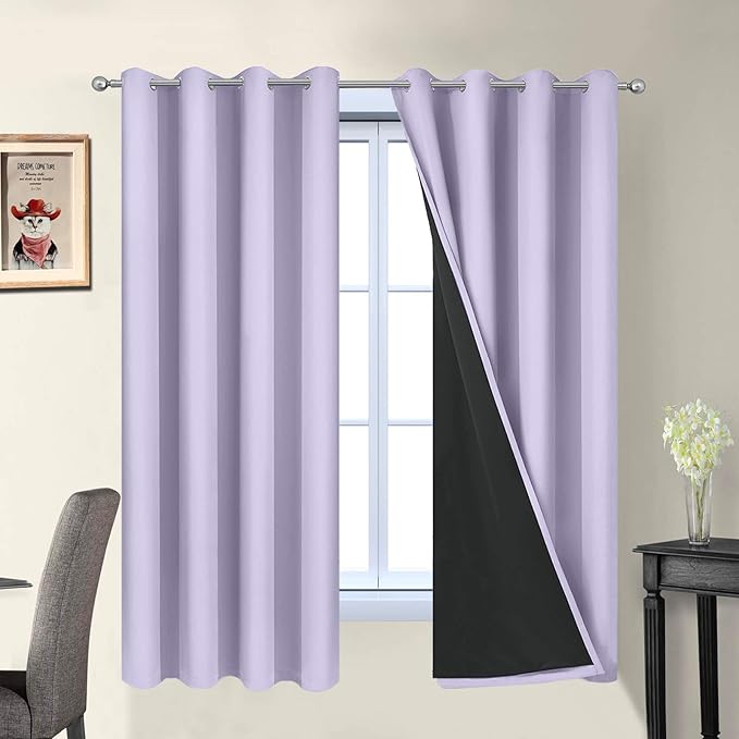 Yakamok Lilac 100% Blackout Curtains 63 Inches Long by Yakamok