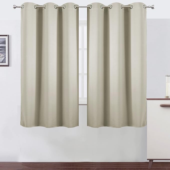 Light Beige Thermal Blackout Curtains/38 x 63 Inch/Set of 2 Panels Room by Lemomo