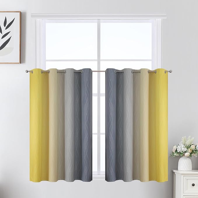 Grey and Yellow Ombre Blackout Curtains by ESTELARTEXTILER