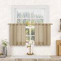 Semi Sheer Short Window Linen Curtains 24 Inch Long 34 x 24 Inch | Light by LAMIT