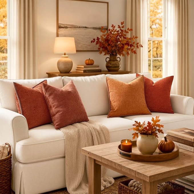MIULEE Fall Decorative Couch Throw Pillow Covers 18x18 Inch Rust 2 Pack | - Image 7