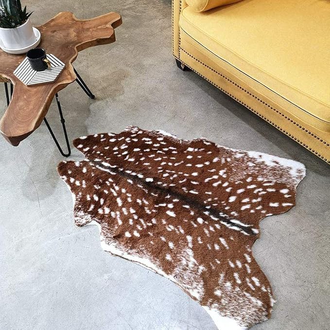 Faux Cowhide Area Rug, Sika Deer Printed Hide Rug Animal Print Rug Faux Fur - Image 4
