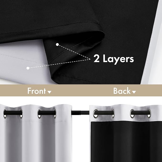 MIULEE Greyish White 100% Blackout Curtains - Image 3