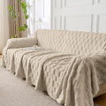 Fuzzy Couch Cover for Sectional Sofa, Non-Slip Caramel Sofa Cover for Dogs by JungleStar