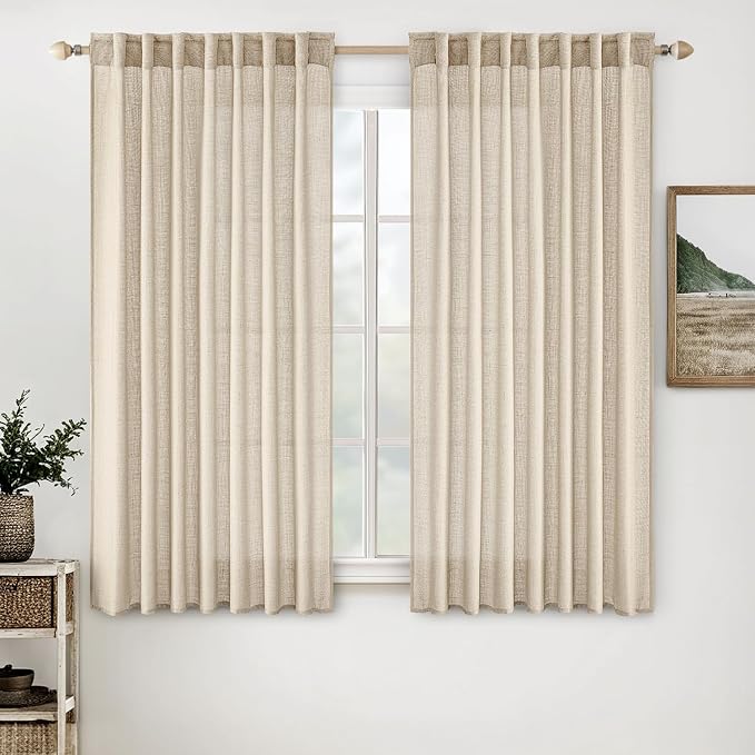 MIULEE Light Taupe Linen Curtains 52x54 Inch Length by MIULEE