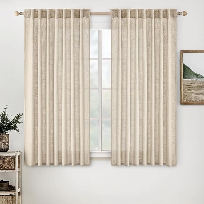 MIULEE Light Taupe Linen Curtains 52x45 Inch 2 Panels by MIULEE