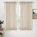 MIULEE Light Taupe Linen Curtains 52x45 Inch 2 Panels by MIULEE